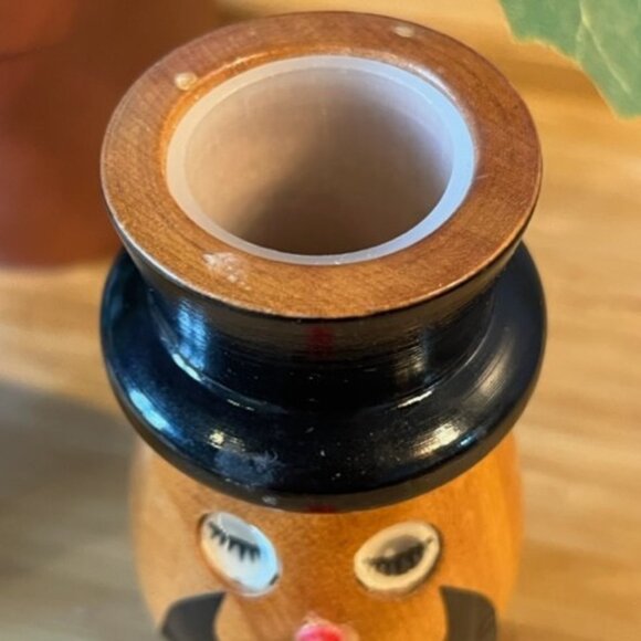 Comical novelty 1950's toothpick skewer holder gentleman with top hat wood vtg - Picture 2 of 5